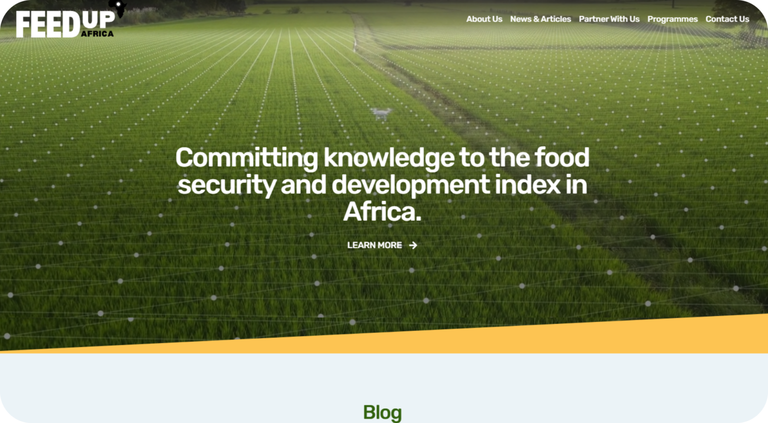 Feedup Africa website screenshot from Xprexweb; Web developer in lagos